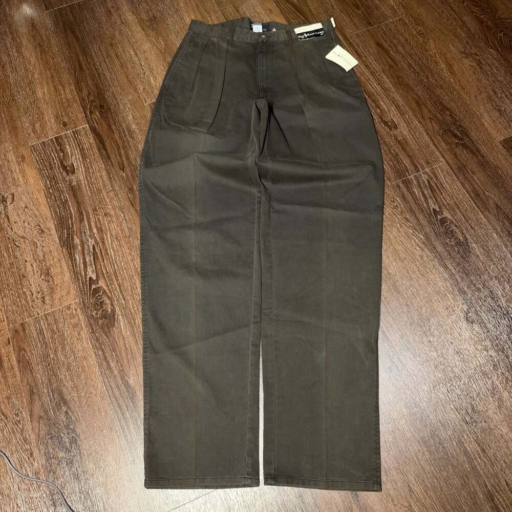 New Polo Ralph Lauren Classic Chino Pants 32x36 Dark Olive Pleated Pants